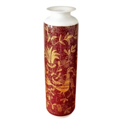 Vase Porcelaine Hutschenreuther Selb rouge doré, années 70